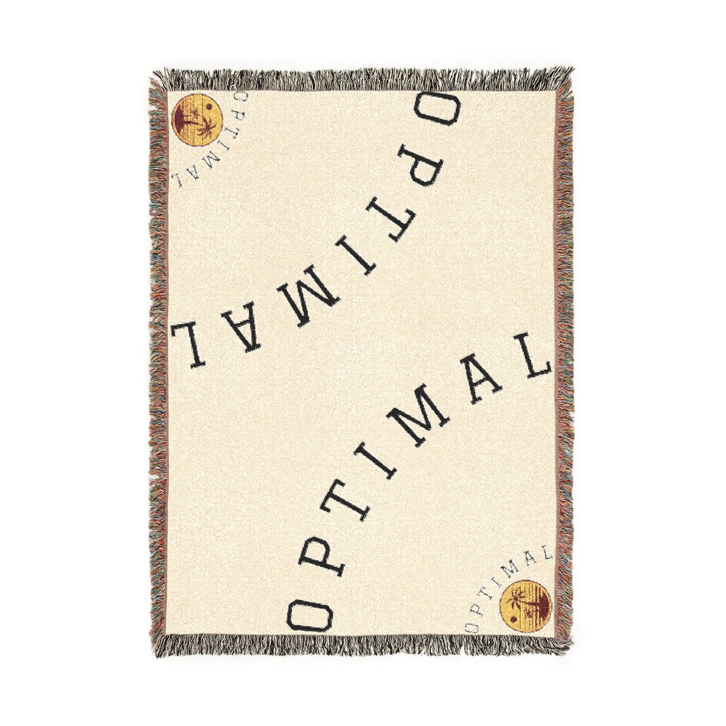 Woven Blanket — ‘Optimal’ Text Pattern Cozy Throw