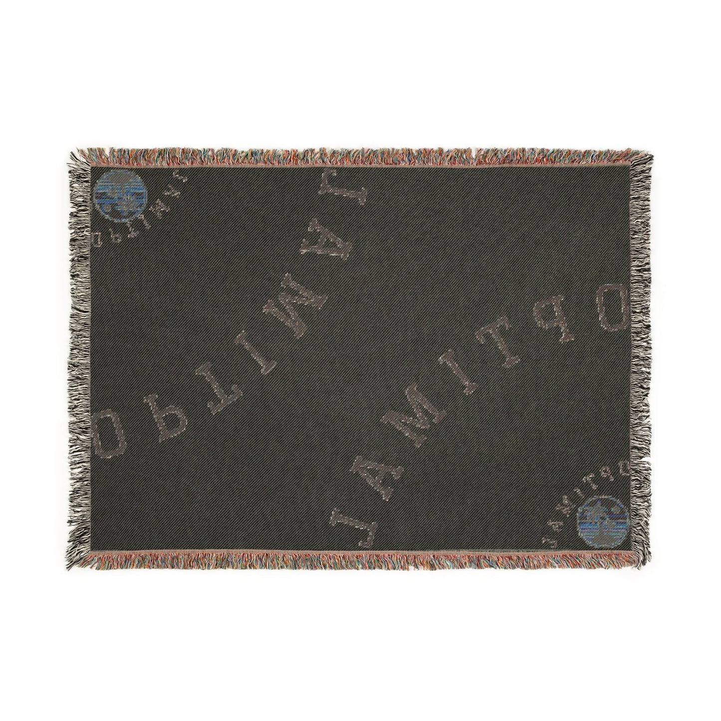 Woven Blanket — ‘Optimal’ Text Pattern Cozy Throw