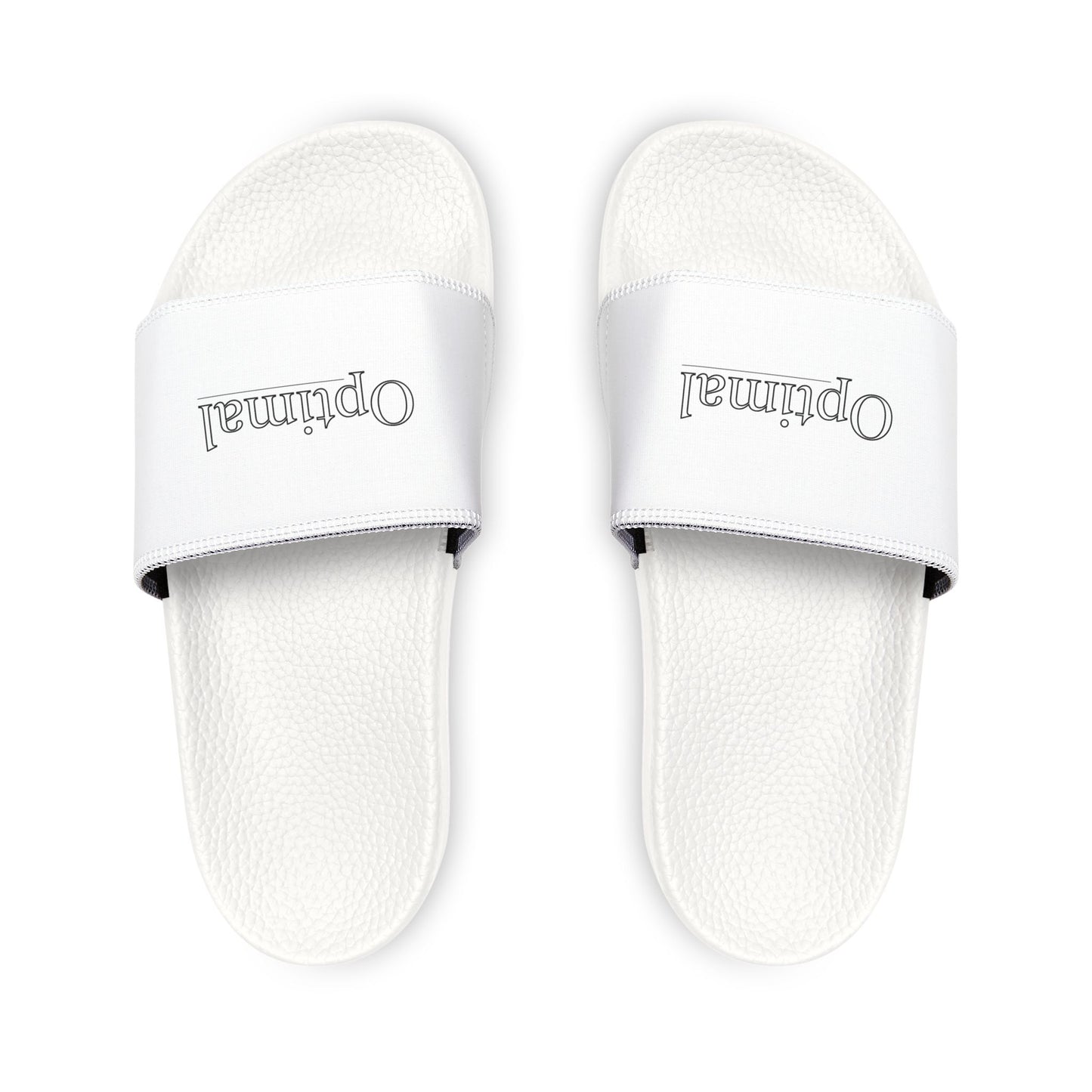 Men's White Slide Sandals — ‘Optimal’ Logo Removable Strap Comfortable Pool Slides