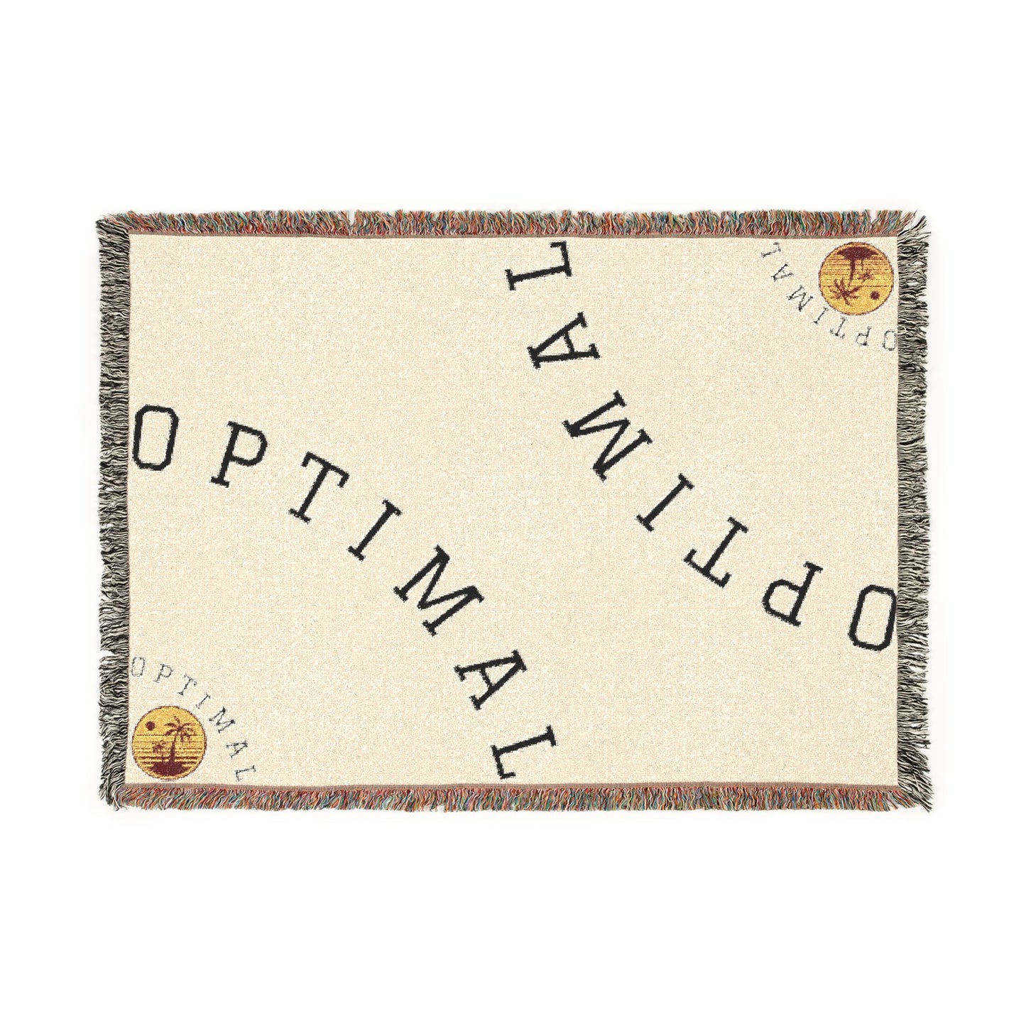 Woven Blanket — ‘Optimal’ Text Pattern Cozy Throw