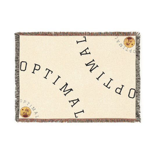 Woven Blanket — ‘Optimal’ Text Pattern Cozy Throw