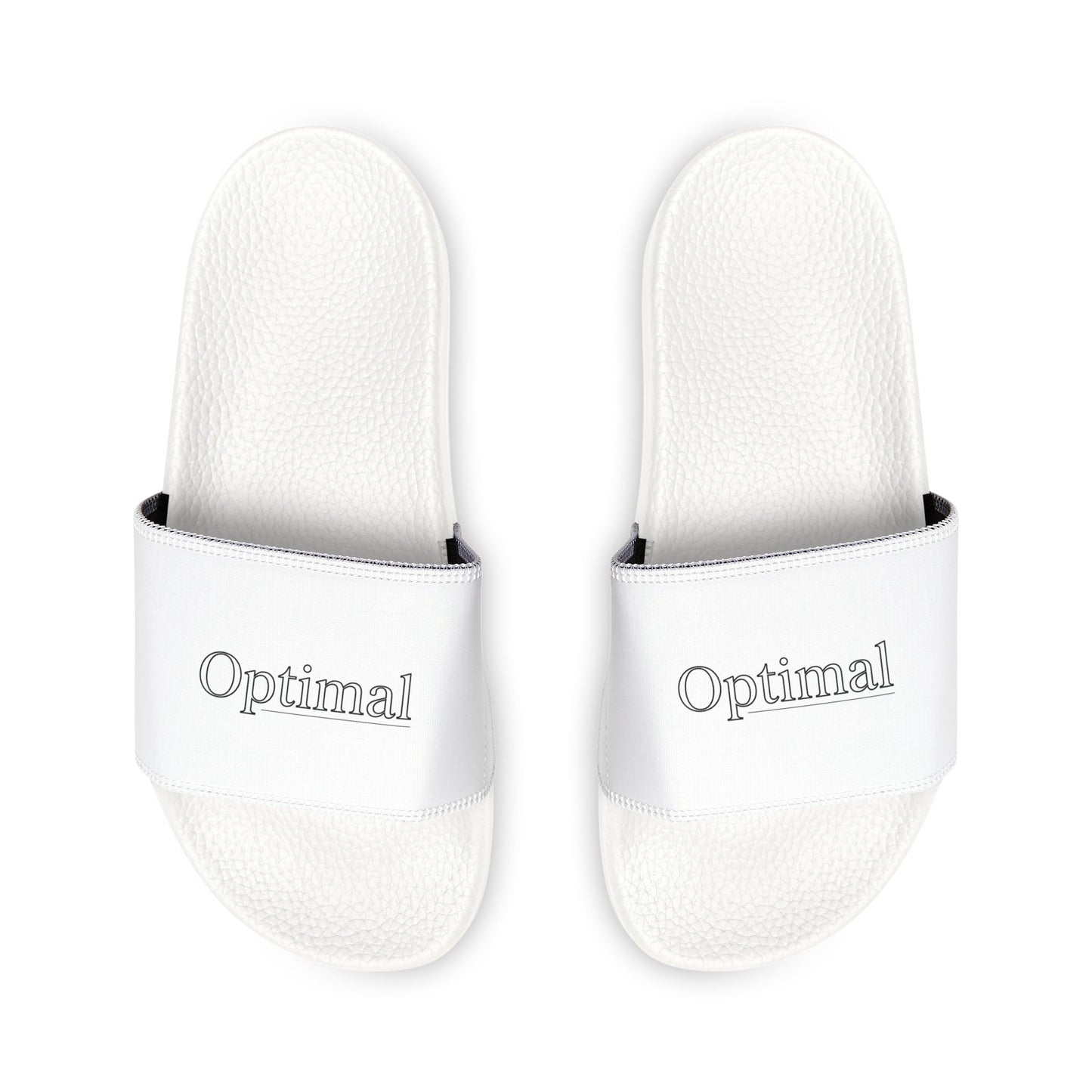 Men's White Slide Sandals — ‘Optimal’ Logo Removable Strap Comfortable Pool Slides